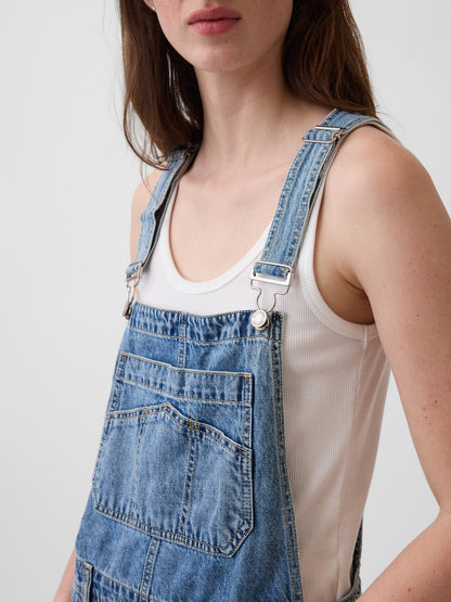 Açık Mavi Denim Mini Salopet
