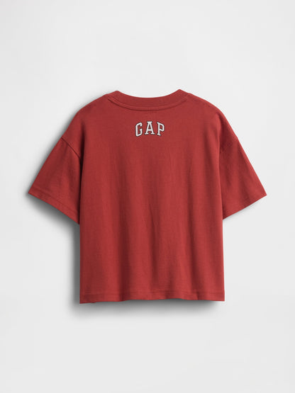 Koyu Kırmızı Oversized Grafik Baskılı T-shirt