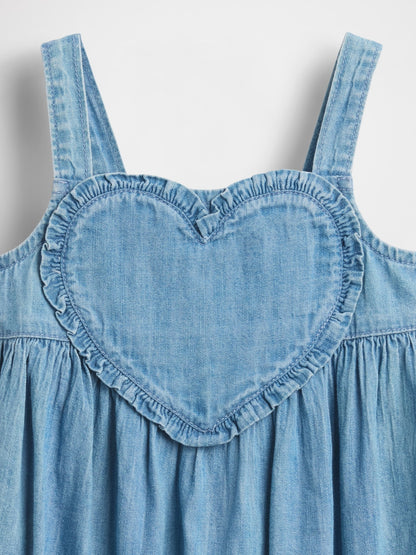 Mavi Denim Kalp Askılı Elbise
