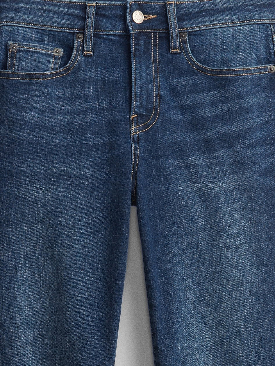 Koyu Mavi Mid Rise Straight Jean Pantolon