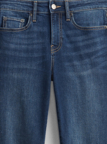 Koyu Mavi Mid Rise Straight Jean Pantolon