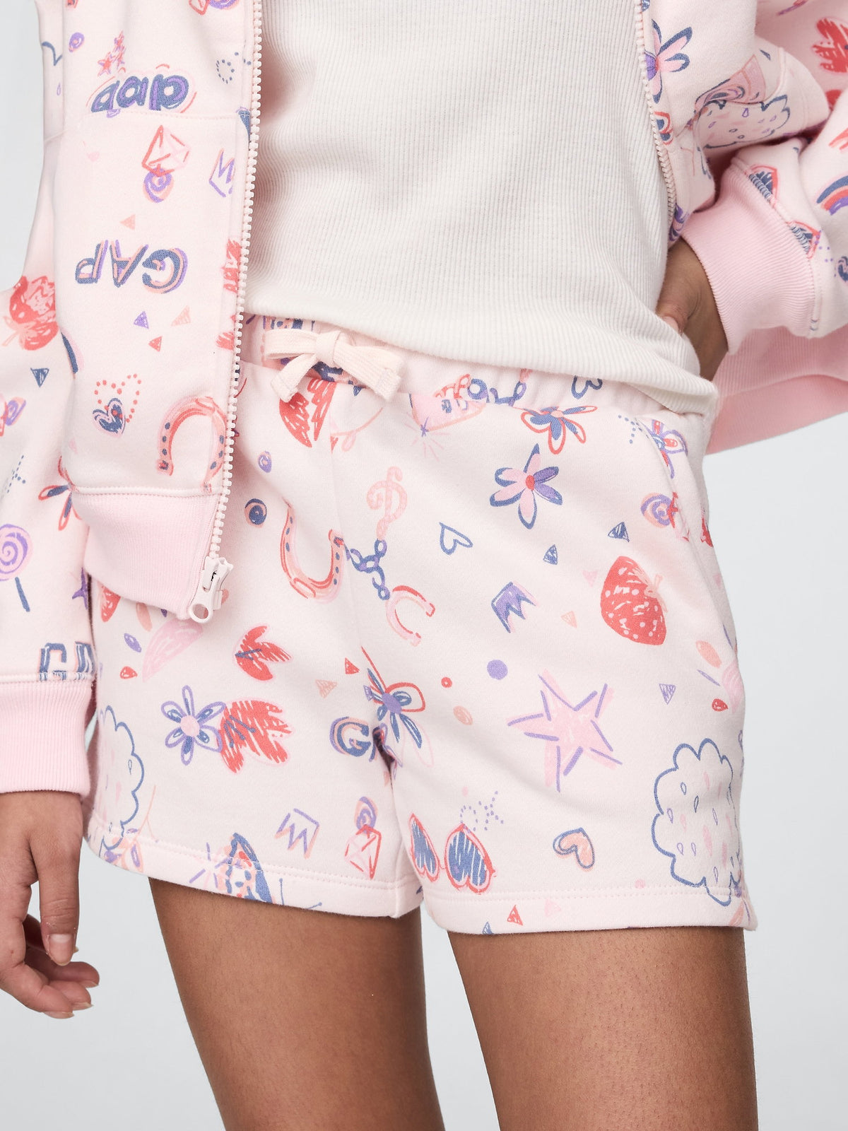 Pembe Gap Logo Fransız Havlu Kumaş Pull-on Şort