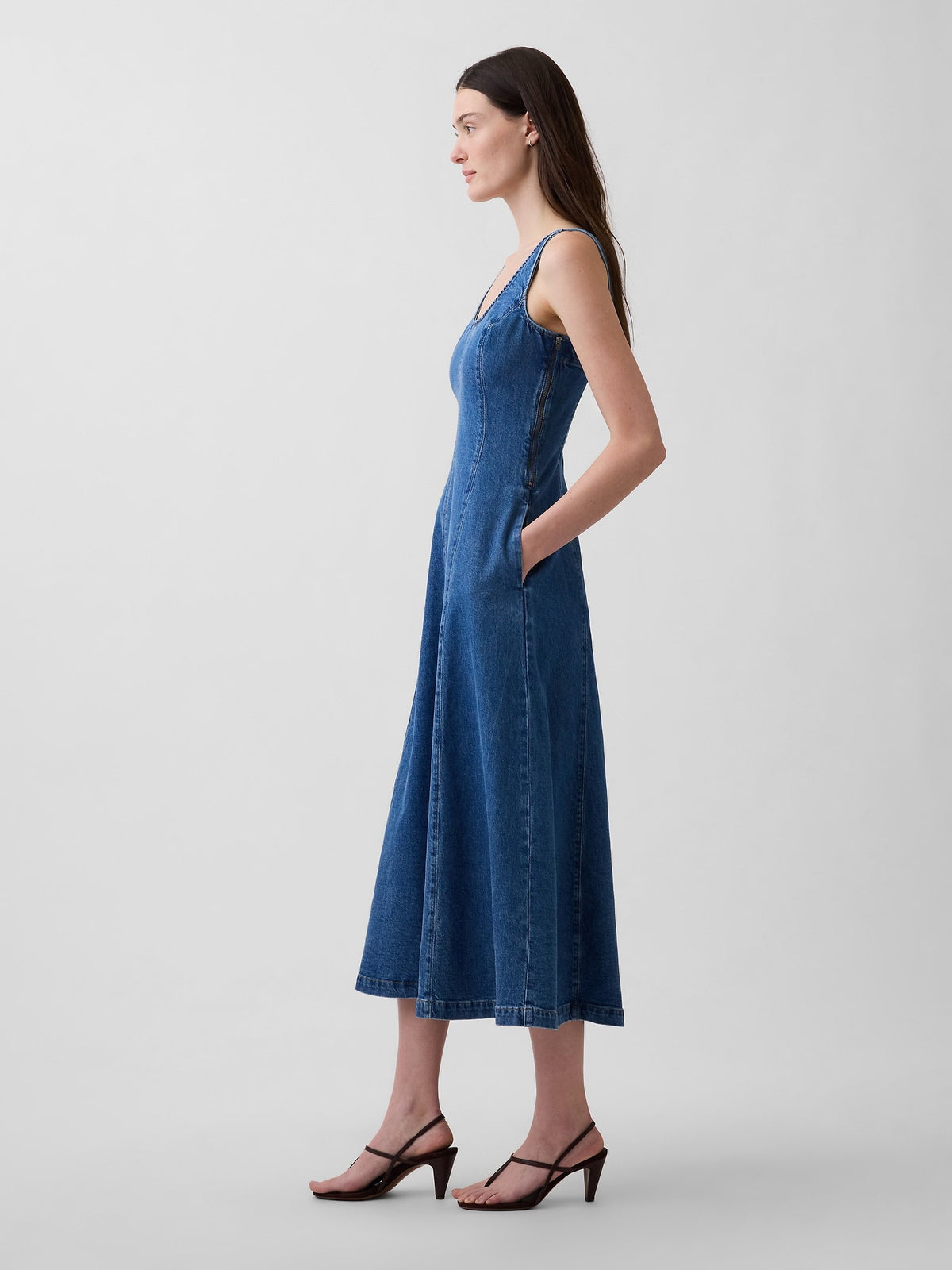 Mavi Denim Scoop Neck Maxi Elbise