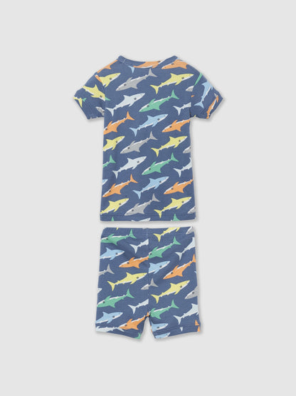 Mavi Köpekbalığı Desenli Pijama Seti