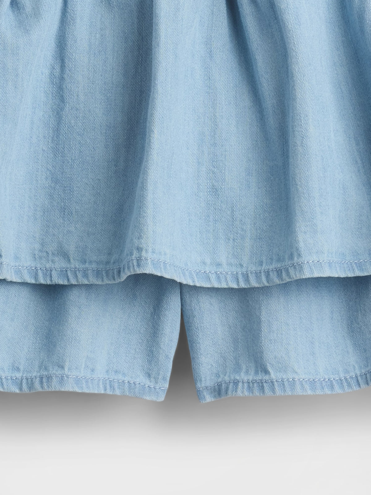 Açık Mavi Denim Tiered Şort Etek