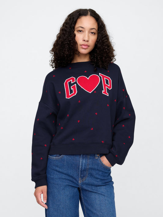 Lacivert Gap Logo Oversize Fleece Sweatshirt