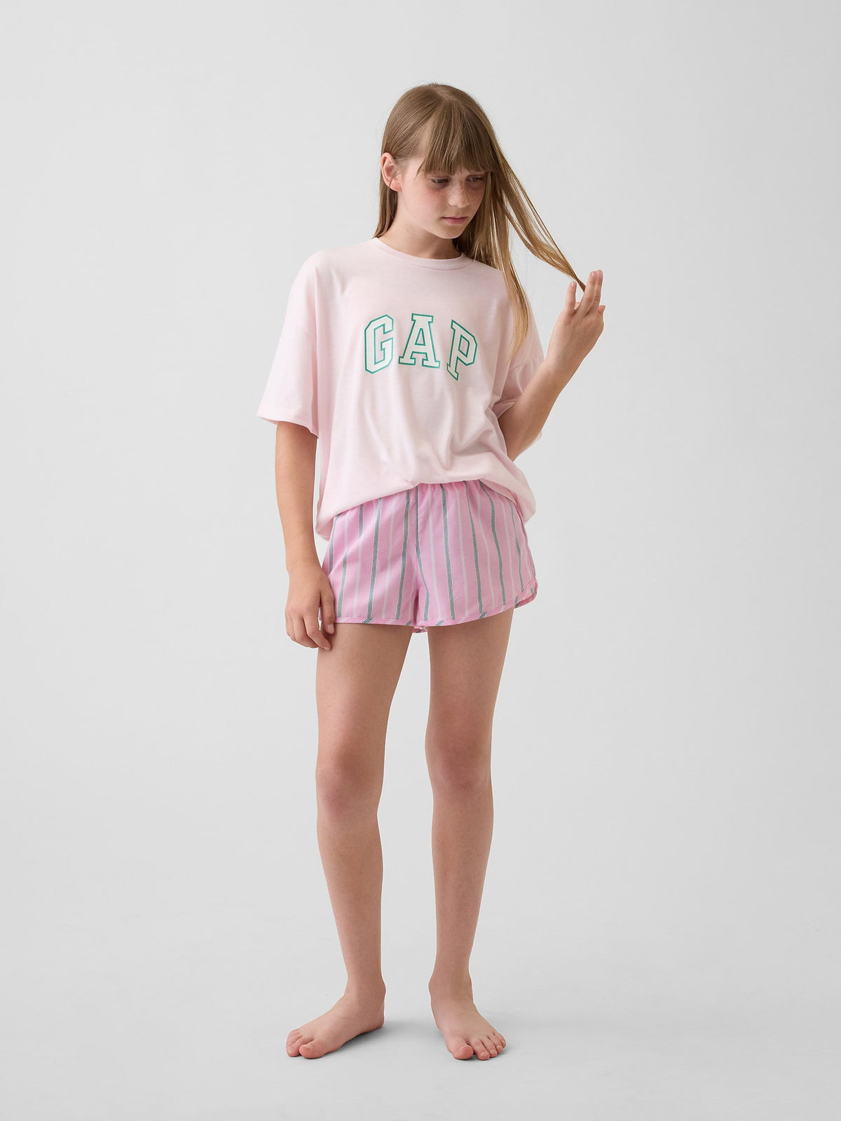 Pembe Recycled Logo Pijama Şort Seti