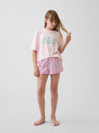 Pembe Recycled Logo Pijama Şort Seti