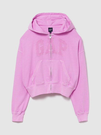 Yeşil Fransız Havlu Kumaş Oversized Gap Logo Fermuarlı Sweatshirt
