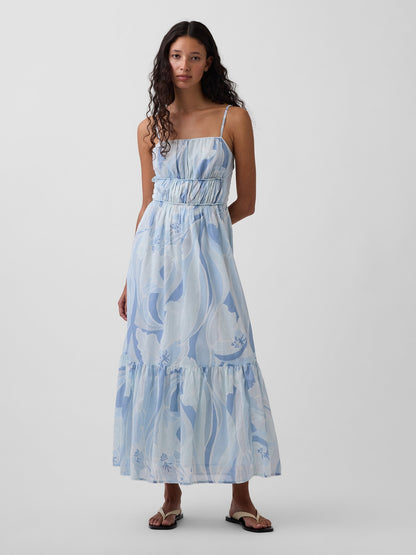 Açık Mavi Tiered Tie-back Maxi Elbise