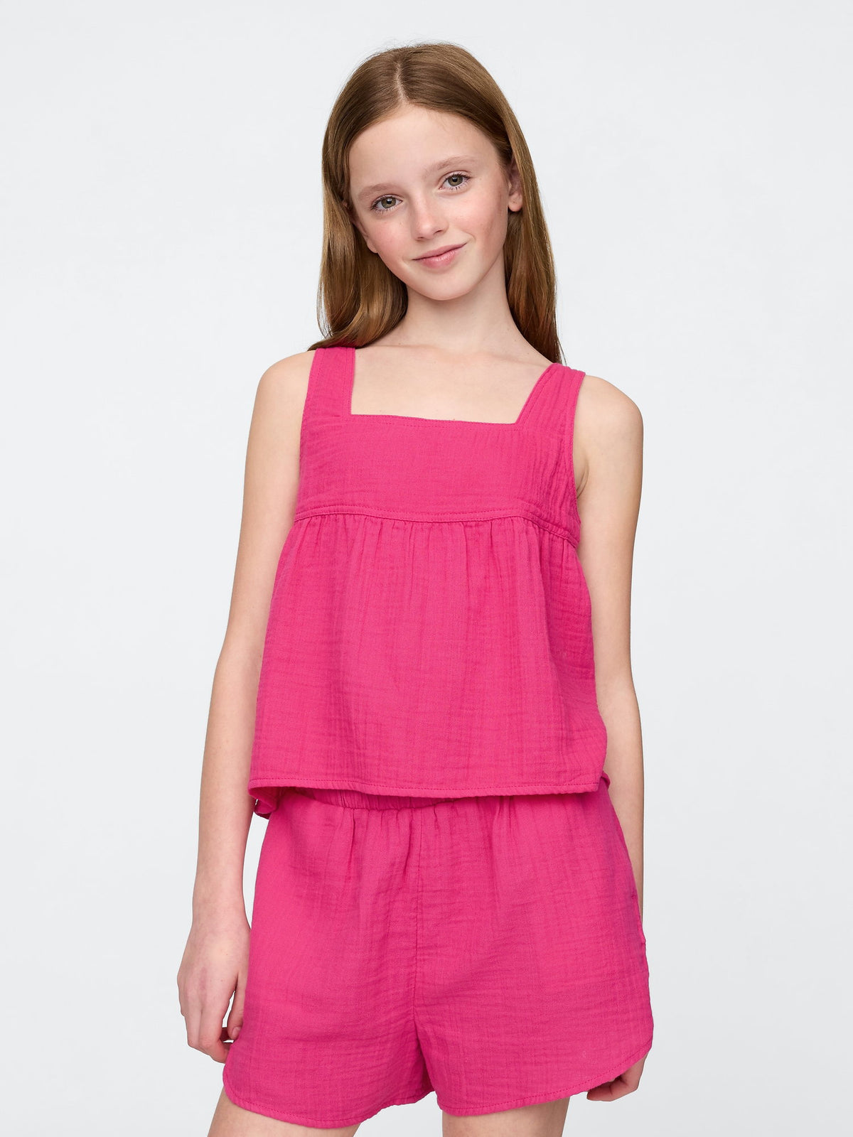 Pembe Crinkle Gauze Bluz