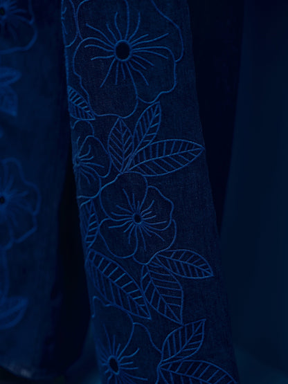 Koyu Mavi Gap × Hfr Low Slung Çiçekli Extra Baggy Jean Pantolon By Atelier Ndigo