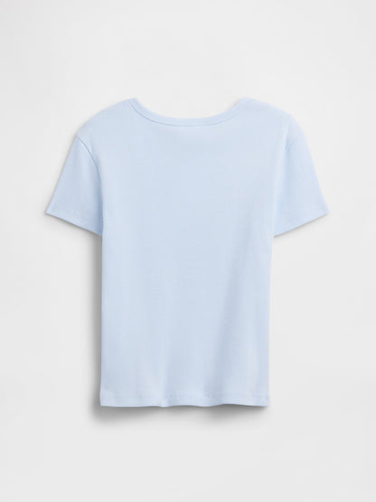 Turuncu Fitilli Bisiklet Yaka T-shirt