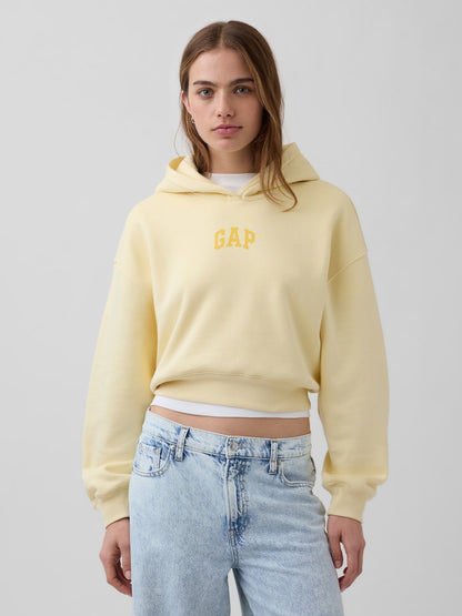 Sarı Vintagesoft Oversized Crop Logo Sweatshirt