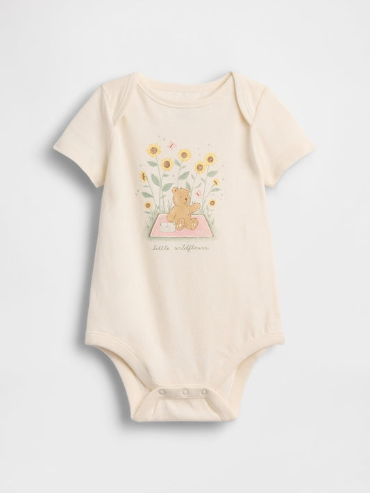 Kırık Beyaz First Favorites Organik Pamuk Grafik Baskılı Bodysuit