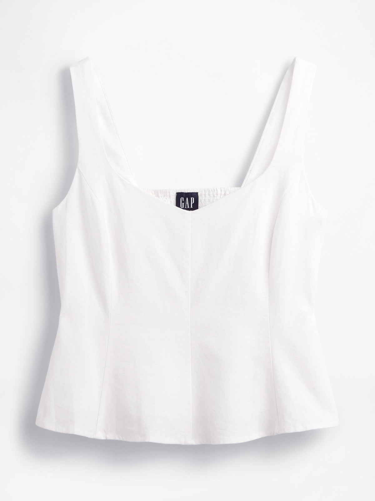 Beyaz Keten Karışımlı Peplum Bluz
