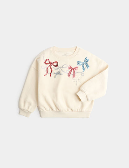 Pamuk Karışımlı Fiyonk Detaylı Sweatshirt