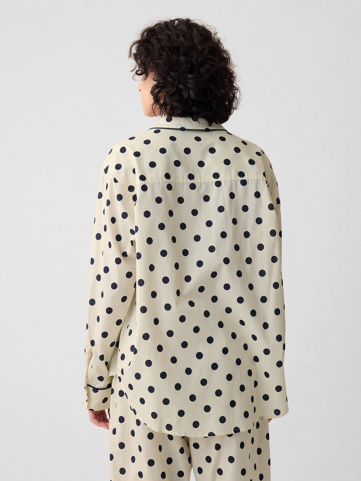 Bej Desenli Poplin Pijama Üstü