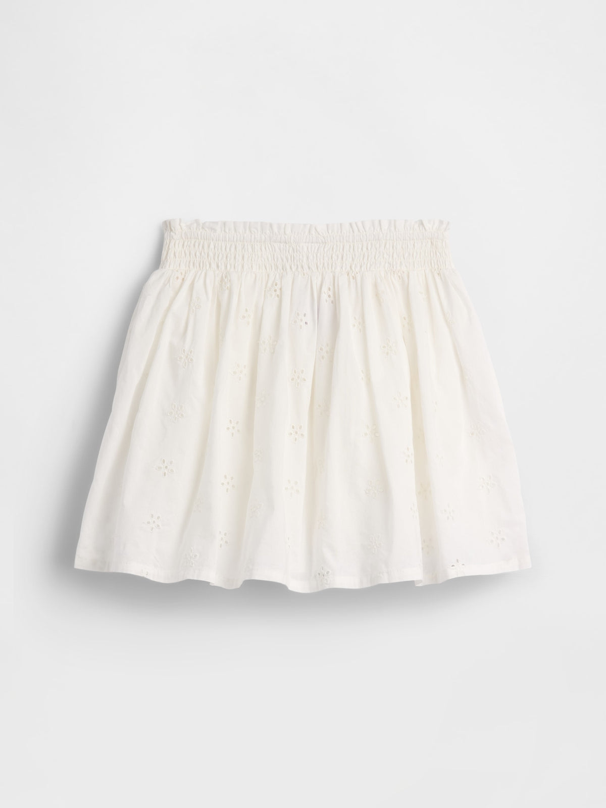 Beyaz Pull-on Smocked Etek