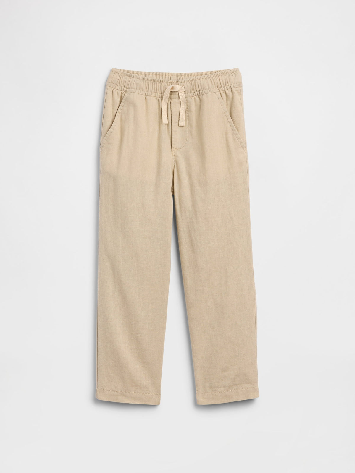 Bej Pull-on Tapered Keten Karışımı Pantolon