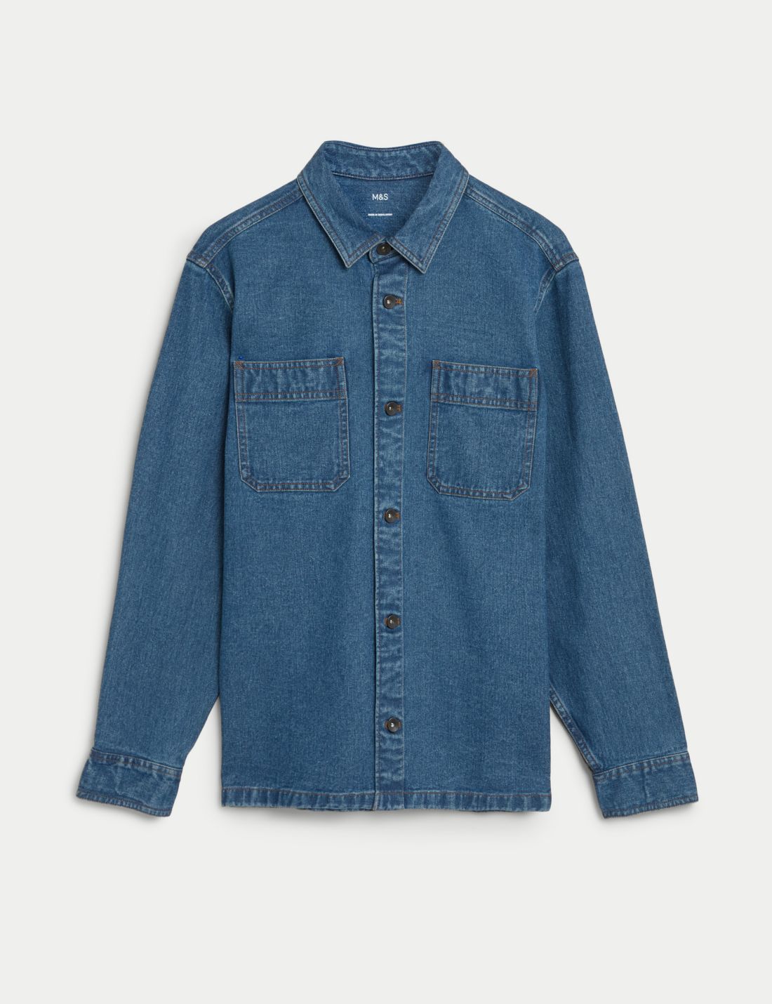 Saf Pamuklu Denim Gömlek Ceket