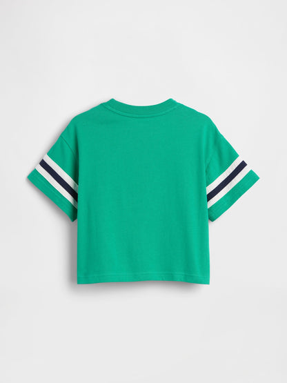 Lacivert Oversized Brannan Bear Varsity Grafik Logo T-shirt