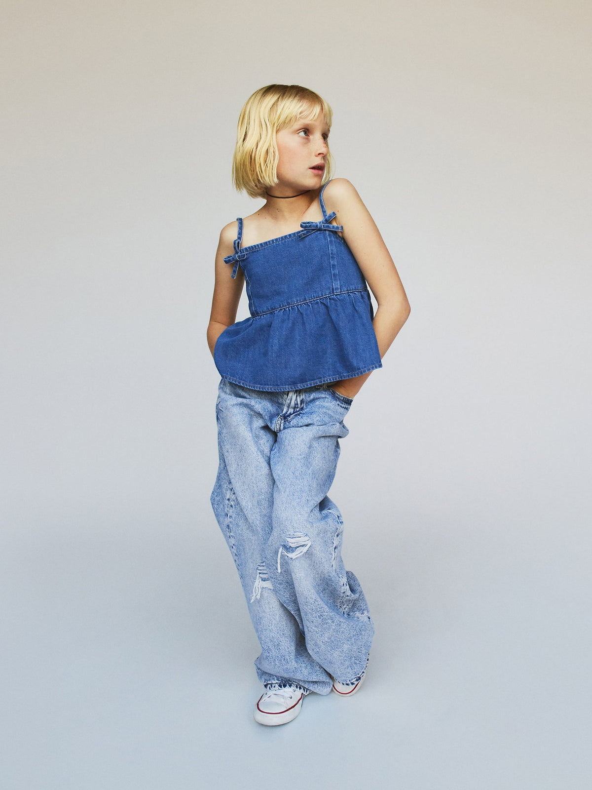Mavi Denim Askılı Peplum Bluz