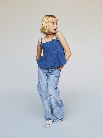 Mavi Denim Askılı Peplum Bluz