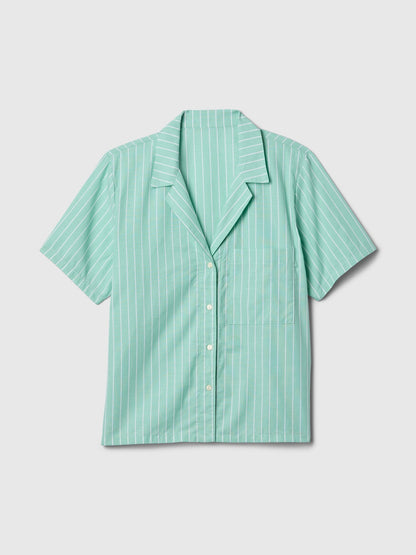 Yeşil Poplin Pijama Üstü