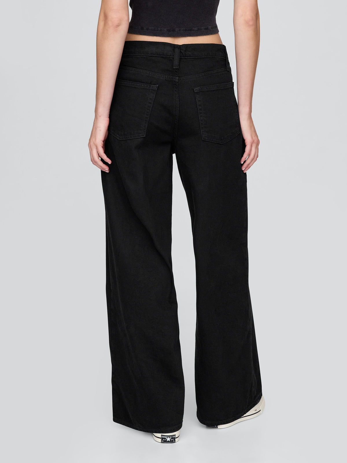 Siyah Mid Rise Ultrasoft Baggy Jean Pantolon