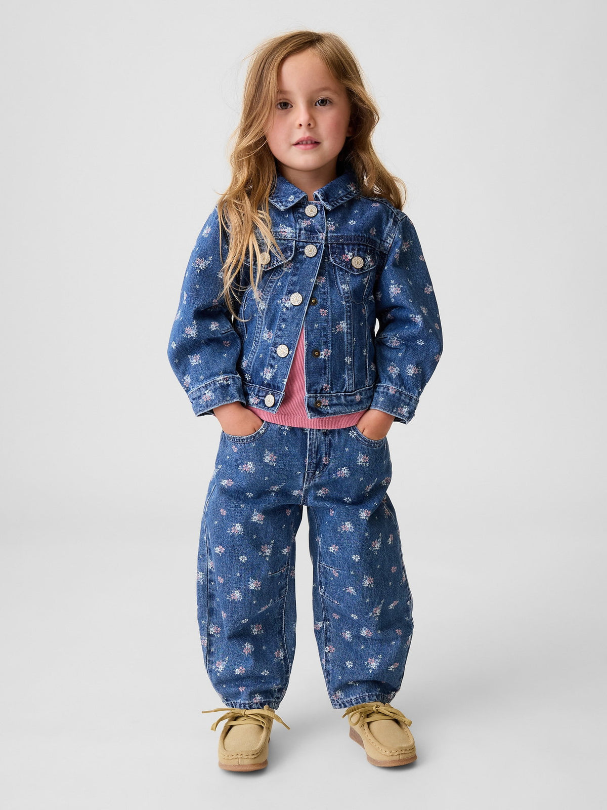 Mavi Çiçekli Horseshoe Jean Pantolon