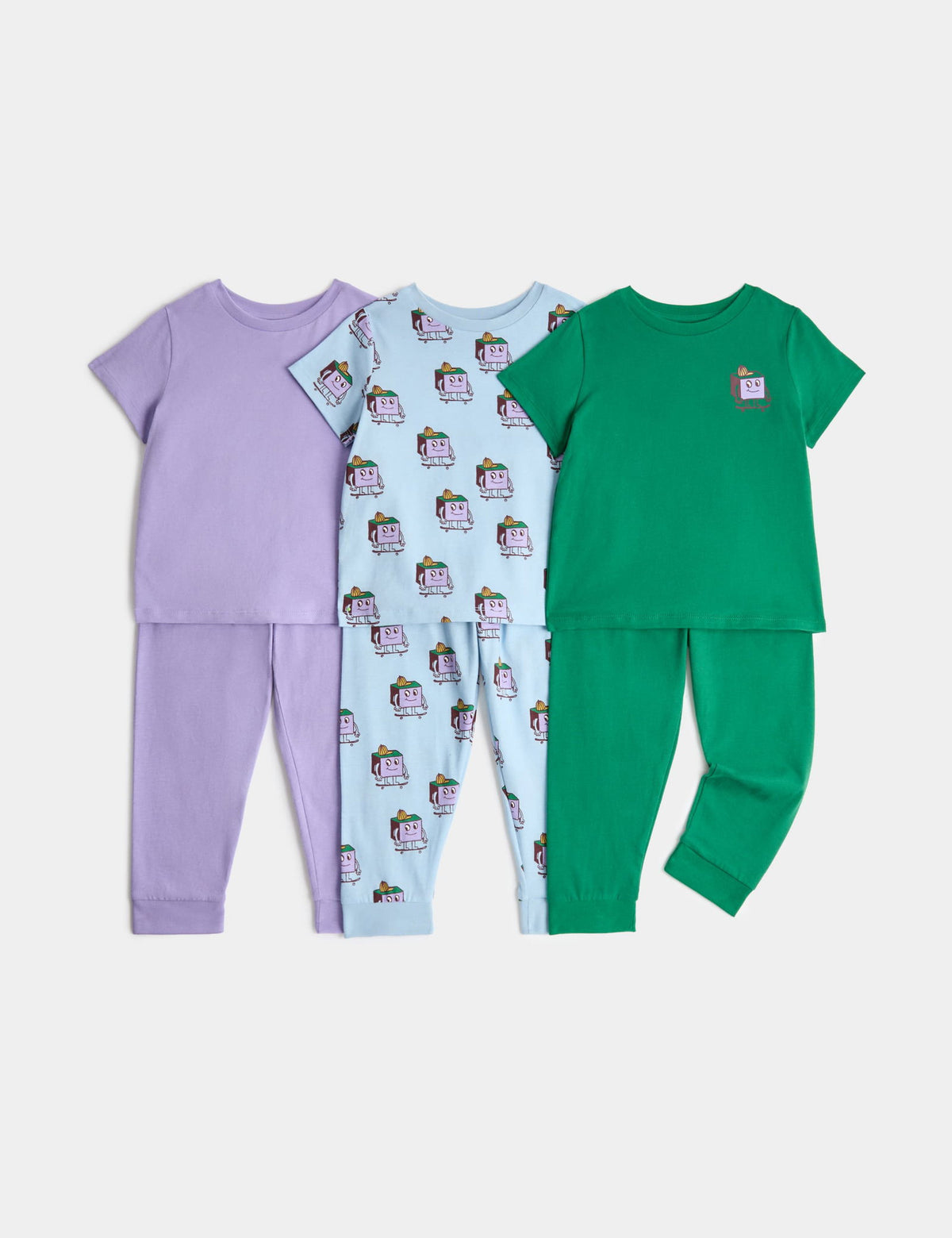 3'lü %100 Pamuklu Pijama Seti (1-8 Yaş)