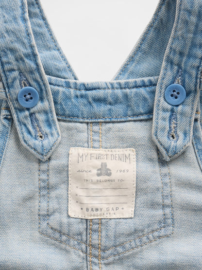 Açık Mavi Çiçek Işlemeli Denim Tulum