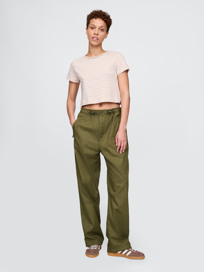 Yeşil Twill Paraşüt Baggy Pantolon
