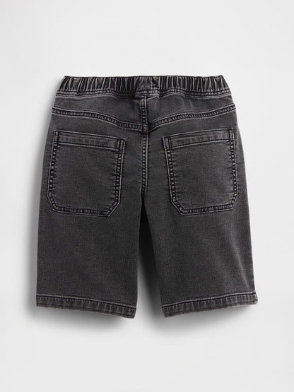 Siyah Kids Pull-on Loose Eşofman Altı Jean Şortlar