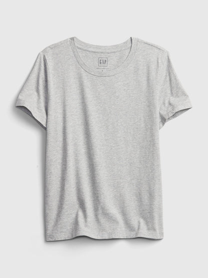 Açık Gri %100 Pamuk Vintagesoft Bisiklet Yaka T-shirt