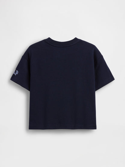 Lacivert Süper Mario Oversized Grafik Baskılı T-shirt