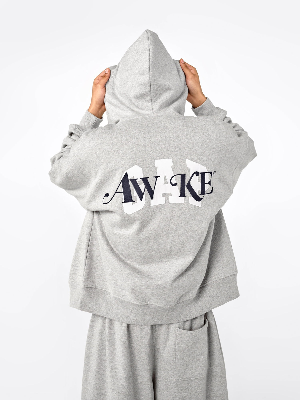 Açık Gri Gap × Awake Ny Heavyweight Oversized Logo Fermuarlı Sweatshirt