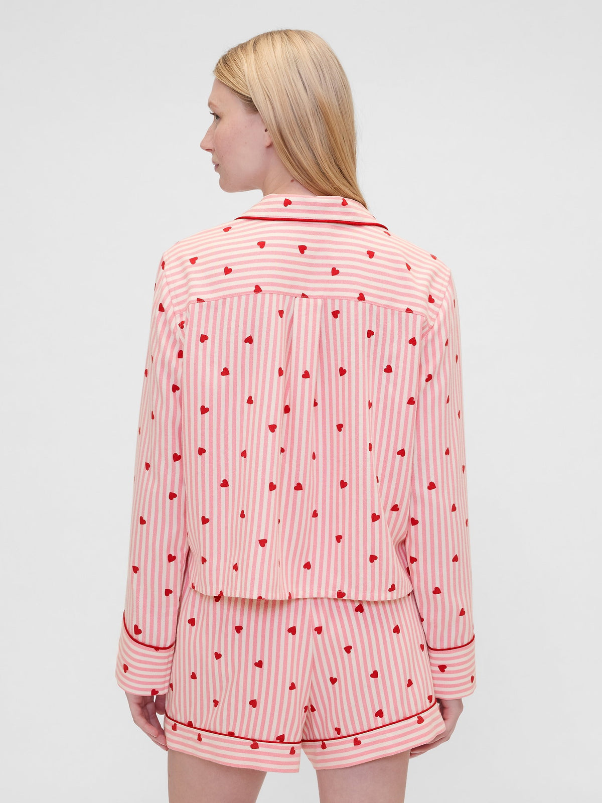 Pembe Gap × Summer Fridays Relaxed Flannel Hearts Pijama Üstü