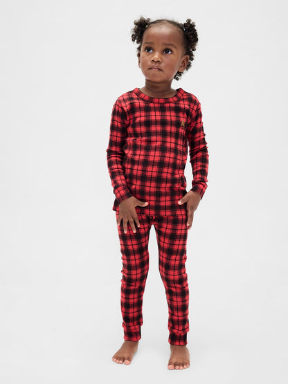 Kırmızı Organik Brushed Pamuklu Holiday Pijama Takımı