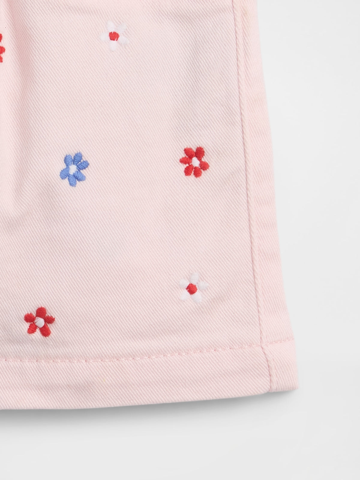 Açık Pembe Pull-on Işlemeli Mom Jean Şort