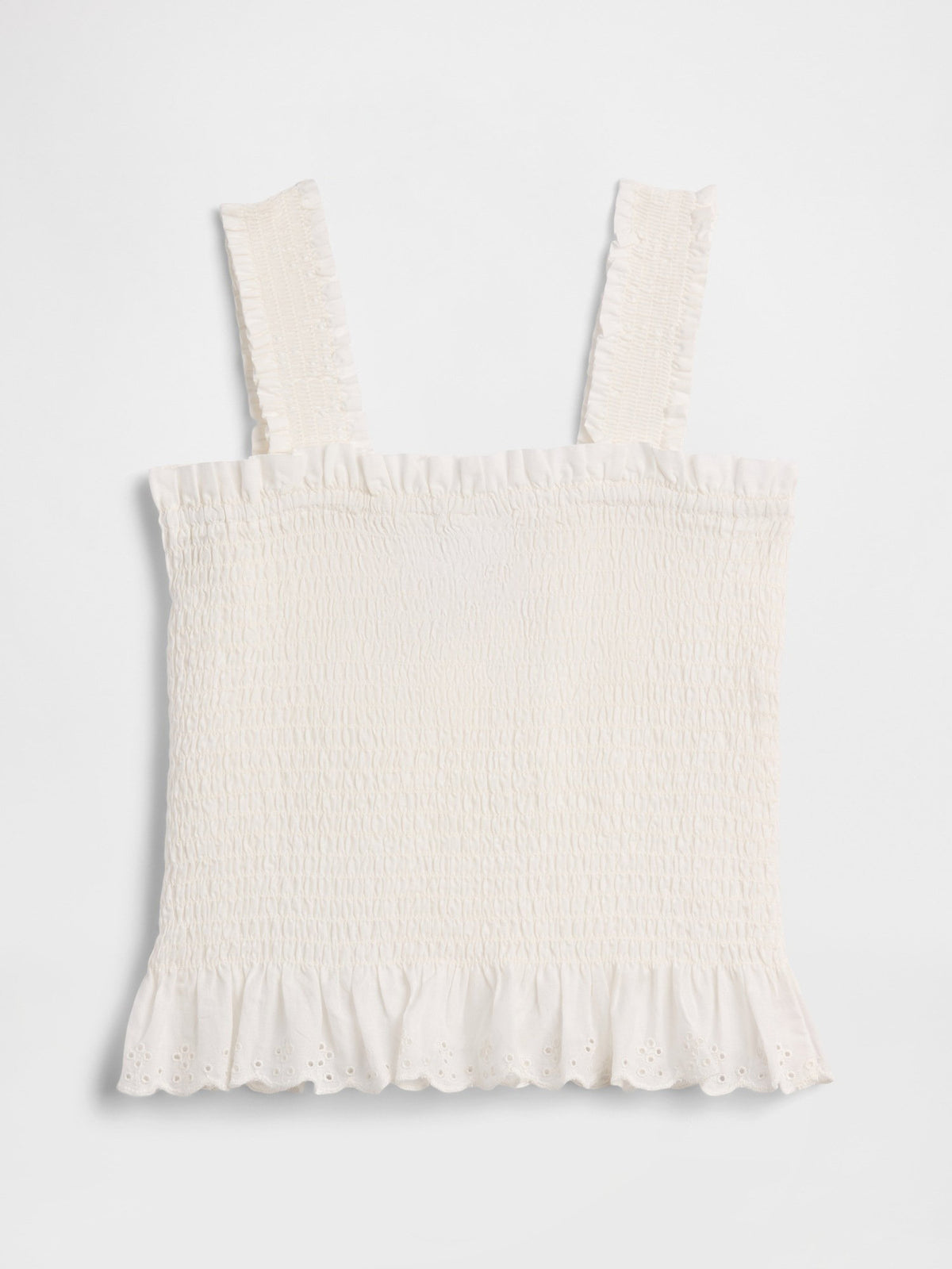 Beyaz Smocked Peplum Bluz