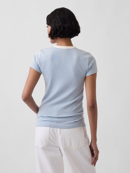 Açık Mavi Modern Bisiklet Yaka T-shirt