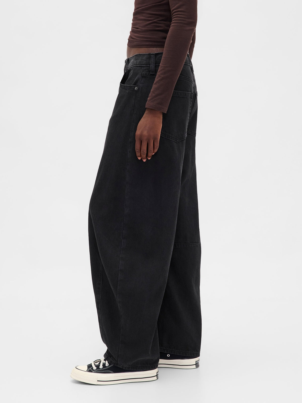 Siyah High Rise Ultrasoft Horseshoe Jean Pantolon