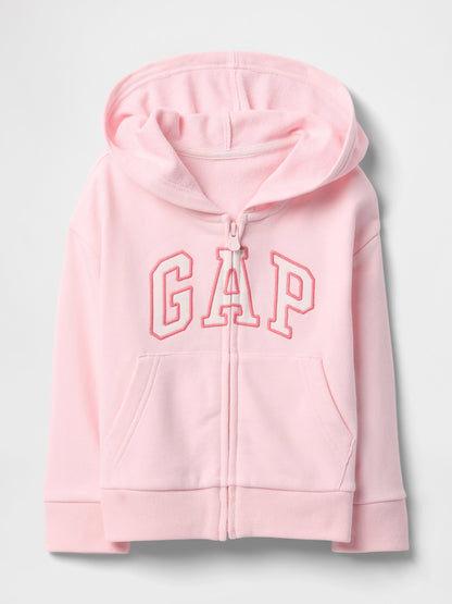 Pembe Gap Logo Fermuarlı Kapüşonlu Sweatshirt