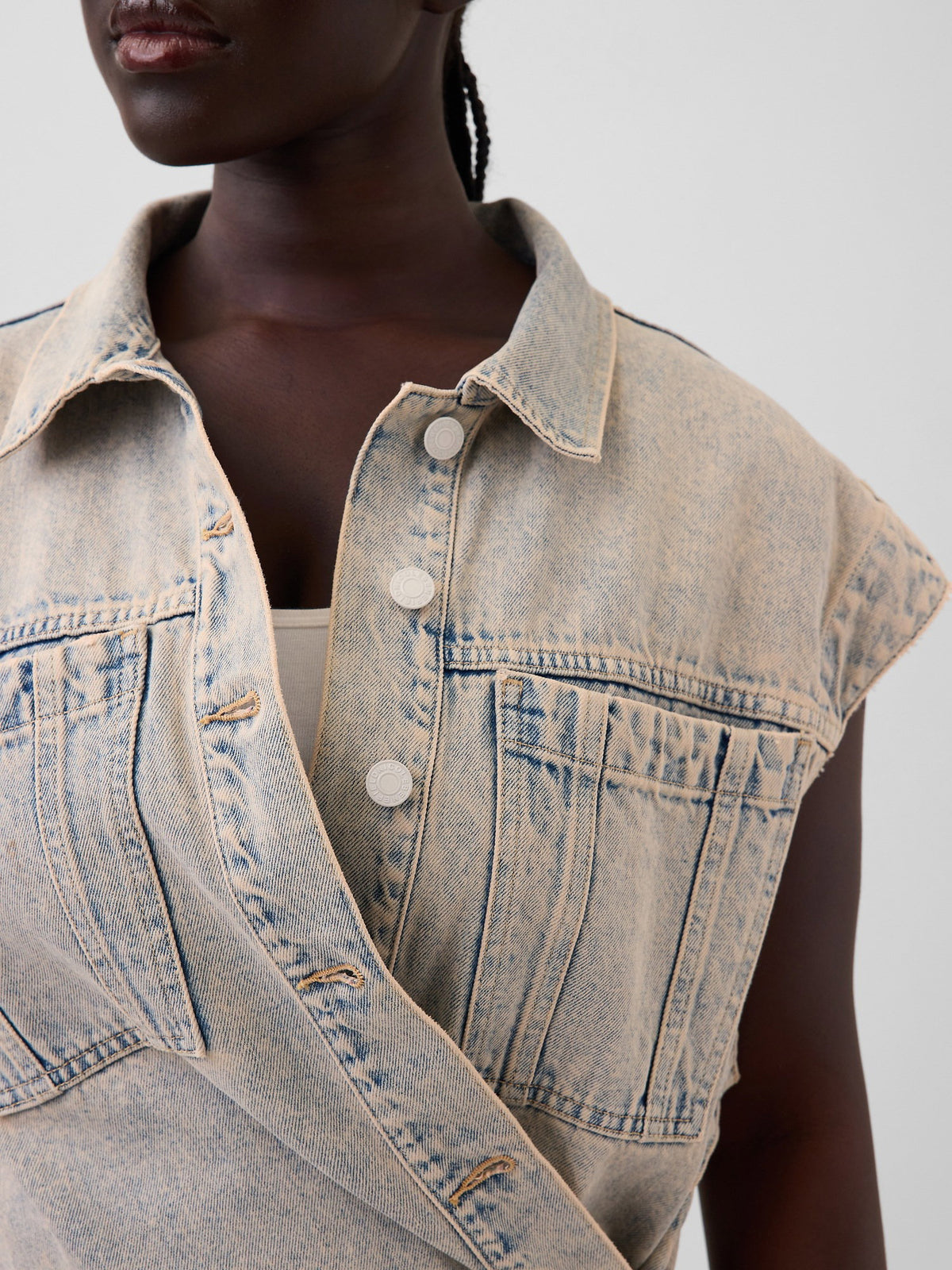 Açık Mavi Gap × Hfr Denim Oversized Yelek By Nicole Benefield Portfolio