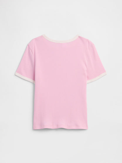 Açık Pembe Fitilli Brannan Bear Ringer T-shirt