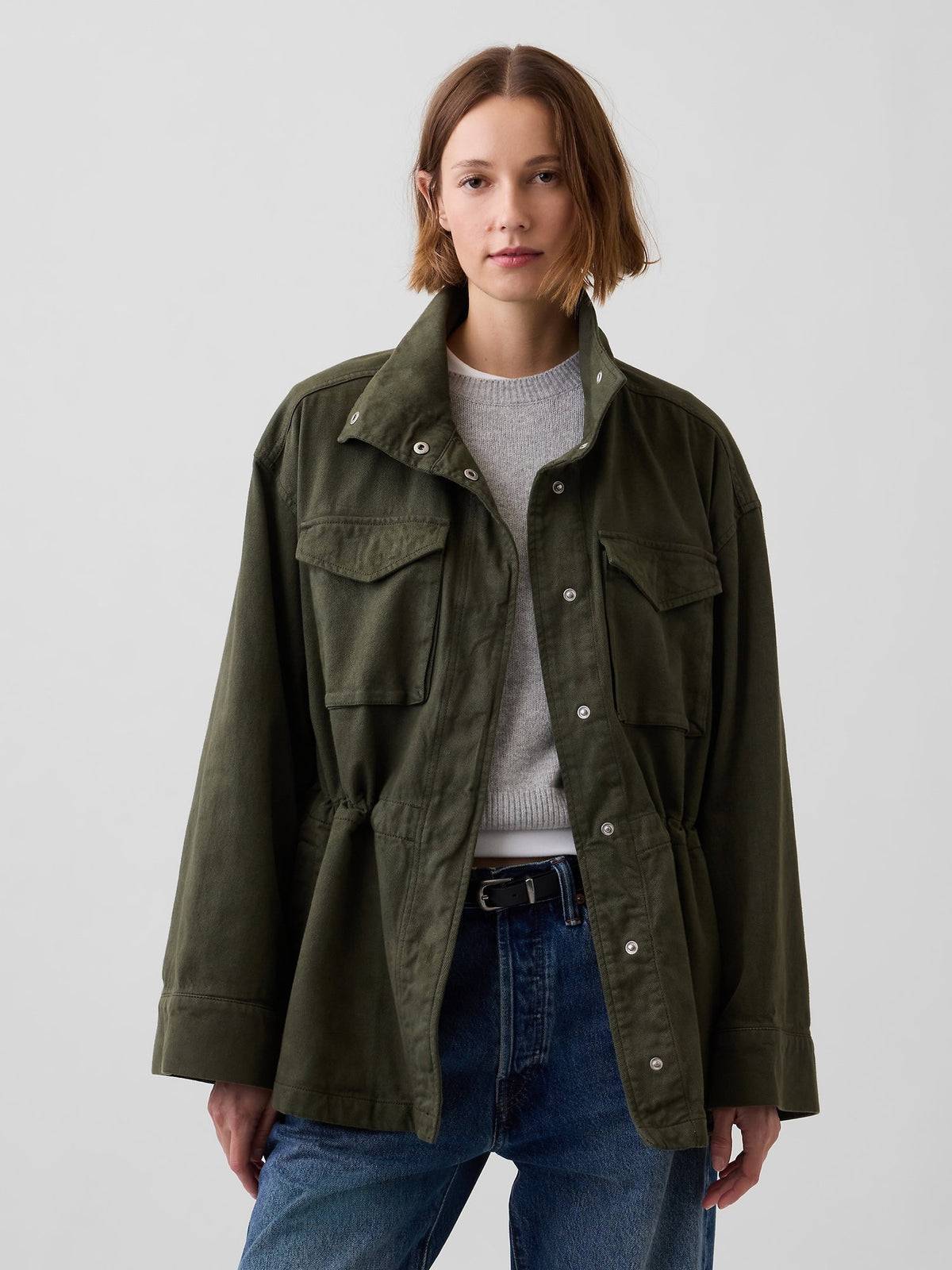 Haki Oversized Utility Swing Ceket