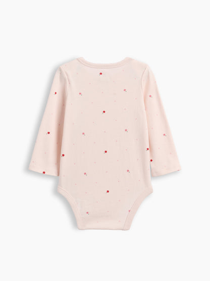 Pembe Organik Pamuk Grafik Baskılı Bodysuit
