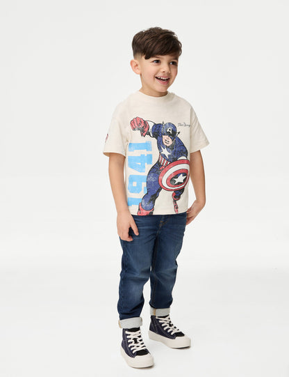 ?saf Pamuklu Captain America™ Tişört - 2-8 Yaş?